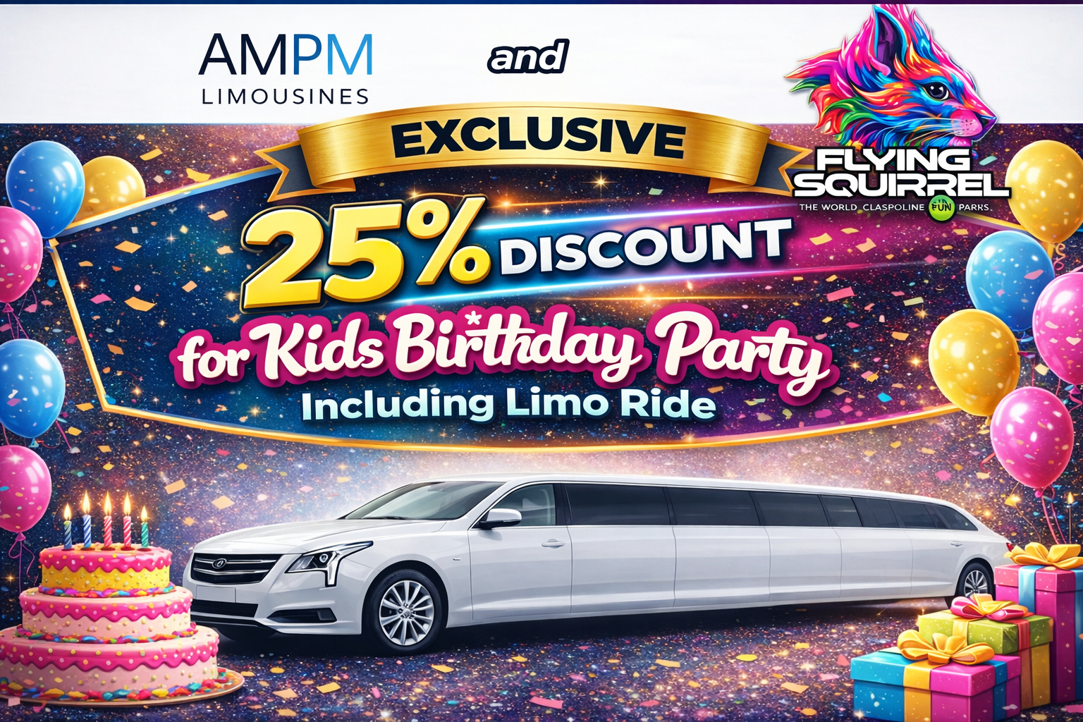 AM PM & FlyingSquirrel Logo