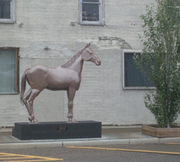 Old Smokey Horse sculpture in Irricana, Alberta