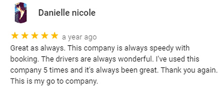 Limo Company Customer 5 star Google Review