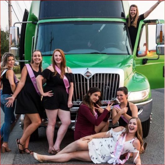 The Green Godzilla Party bus